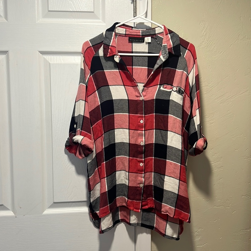 Large attention pink black and white flannel
